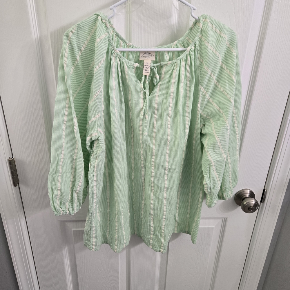St. John's Bay Mint Green Striped Blouse